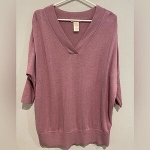 Matty M Mauve V neck Dolman sleeve Oversized Sweater. Size Small